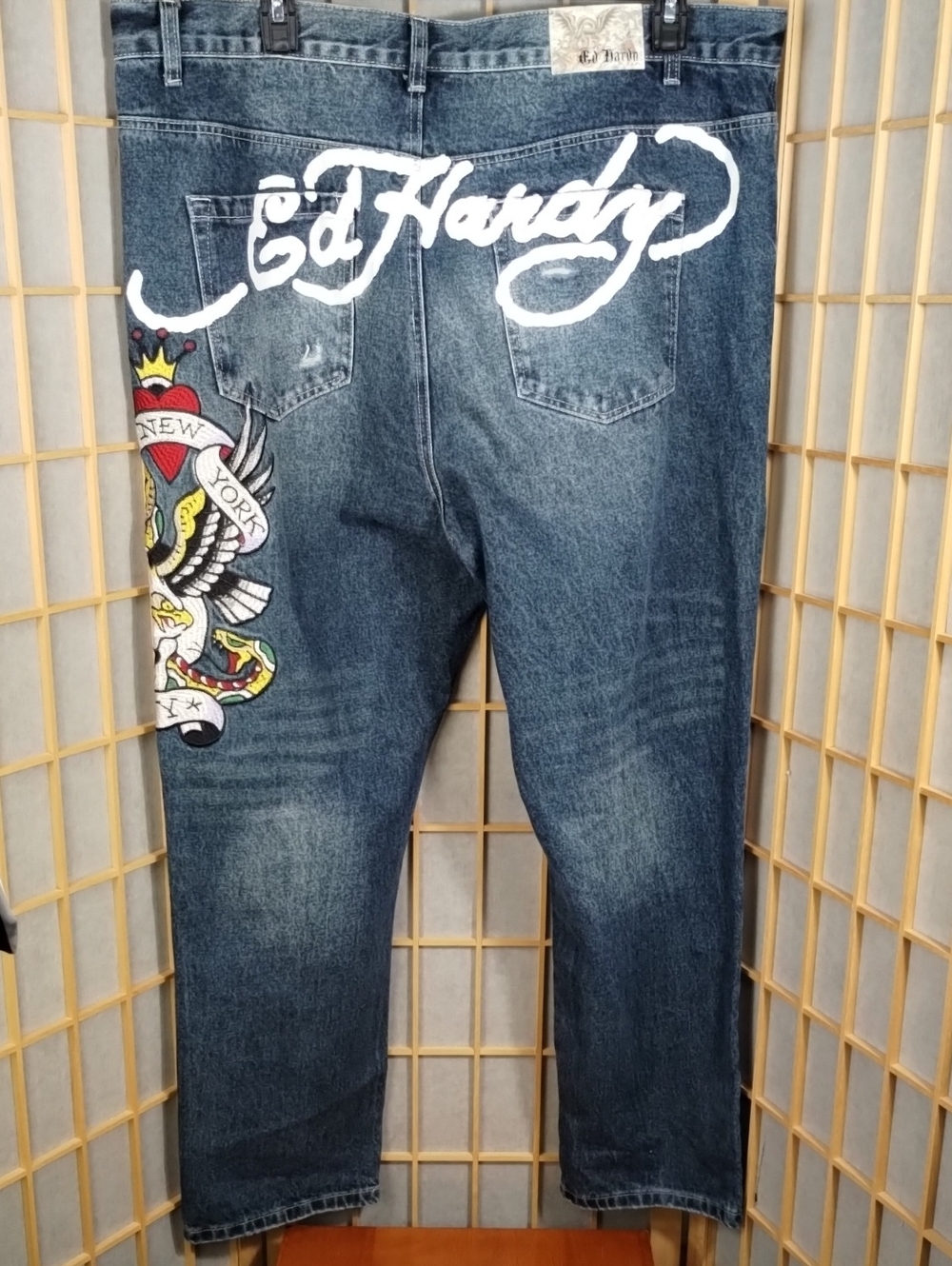 Ed Hardy Embroidered Skull Eagle & Snake New York City Jeans Size 42 NWT - Picture 6 of 15